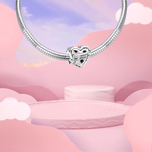 Mothers Day Birthday Number Love Family Friendship Graduation Auntie Grandma Dad Mom Charms for Pandora Bracelets Necklaces, Gifts Women, for Anniversary Valentines Christmas - style: Family Heart and Star Charm