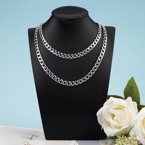 10pcs 18inch Miami Curb Cuban Link Chain for Men Women Stainless Steel Necklace Bulk Jewelry Hip Hop Chains - color: Steel 18", size: 1.8mm