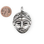TheBeadChest African Silver Mask Pendant (30x45mm): Genuine West African Mask Design for DIY Jewelry & Necklaces - color: Silver, size: Small (30x45mm)