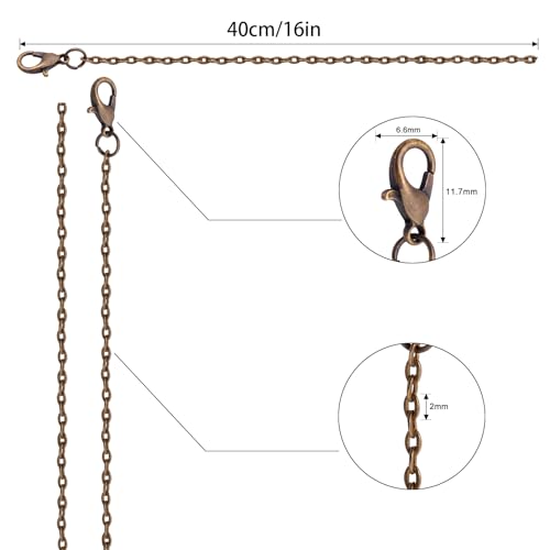 Lemonkey 24 Pack Necklace Chains Bulk,Bronze Plated DIY Cable Link Chains for Jewelry Making 16 Inches - color: Bronze, size: 16inch