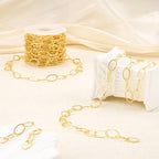 YOUBEIYEE 5 Meters Gold Plated Oval Jewelry Making Chains Roll Stainless Steel Chain Bulk for Women Necklace DIY - color: Ellipse Gold