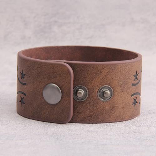 GelConnie Leather Cuff Bracelet Punk Braided Bracelets Rock Leather Wristbands Faux Mens Leather Bracelet Gothic Viking Bangle Adjustable Wrap Bracelet for Women,Men - color: MLPB086-Brown