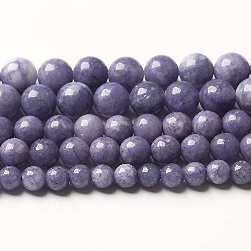 8mm 45pcs Natural Purple Angelite Stone Beads Lavender Gemstone Round Loose Beads for Jewelry Making DIY Bracelet Necklace Earrings - color: Purple Angelite Stone Beads, size: 8mm