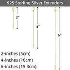 925 Sterling Silver Necklace Extender Gold Necklace Extender Gold Chain Extenders for Necklaces 2", 4", 6" Inches - color: Gold, size: 2 4 6 inch