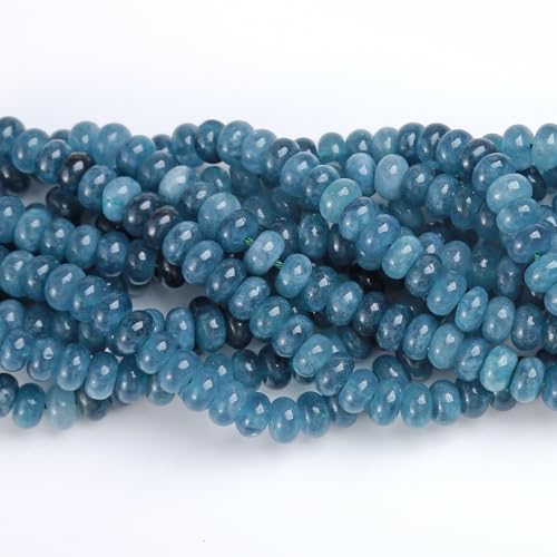 76pcs 5x8mm Natural Stone Apatite Rondelle Spacer Loose Beads Abacus Disk Stone Round Loose Gemstone Beads for Jewelry Making DIY Bracelet Necklace - color: Apatite Stone