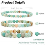 3Pcs Natural Healing Crystal Bracelets for Women Men, 4mm 6mm 8mm Beaded Stretch Bracelet Set, Black Tourmaline Natural Stone Gemstone Jewelry Gifts for Meditation, Reiki & Yoga - color: Amazonite