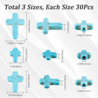 SUNNYCLUE 90Pcs 3 Sizes Mini Blue Turquoise Cross Beads 10/16/25mm for Jewelry Making Supplies - color: 90pcs 10/16/25mm Turquoise Blue Cross Beads