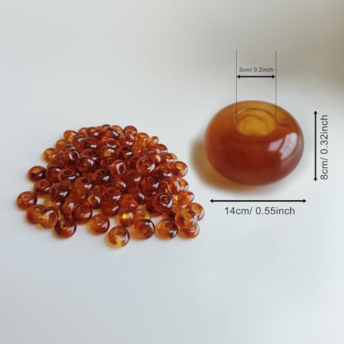 Large Hole Beads for Jewelry Making-100pcs 14mm European Rondelle Spacer Beads,Big Hole for Bracelets(Brown) - color: Brown