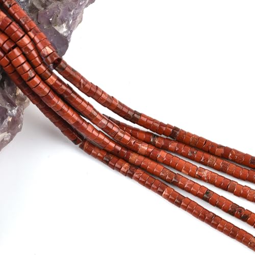 155pcs 4x2mm Natural Red Jasper Heishi Disc Rondelle Spacer Stone Semi Precious Gemstone Loose Beads for Jewelry Making 15 Inch - color: Red Jasper, size: 4x2mm