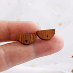 DoreenBeads 30Pcs Natural Wooden Stud Earrings Posts with Loop for Jewelry Making- Small Semicircle Wood Earring Posts with Ear Backs for Women DIY Earring Making Personalized Jewelry Findings - color: Small Semicircle