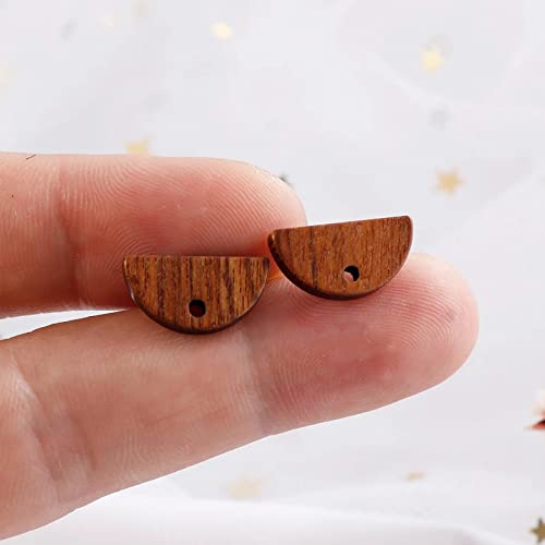 DoreenBeads 30Pcs Natural Wooden Stud Earrings Posts with Loop for Jewelry Making- Small Semicircle Wood Earring Posts with Ear Backs for Women DIY Earring Making Personalized Jewelry Findings - color: Small Semicircle
