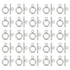 50Pcs Toggle Clasps Stainless Steel T Bar Ring Connector Closure Hook Fastener Necklace Bracelet Round Closures Jewelry Clasp for Bracelet Necklace Jewelry Making 16x12x2mm - size: 16x12x2mm
