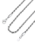 Bandmax Solid 1.5mm/2mm/3mm/6mm Rope Chains for Men Women 14K Gold Plated/Black Plated Stainless Steel Twist Chain 16-30 Inches, with Gift Box - color: 07 3MM Steel