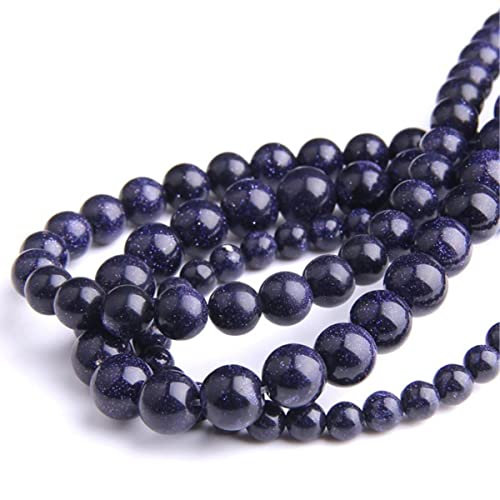 Natural Stone 6mm Bluesand Smooth Round Loose Beads Energy Gemstone DIY for Jewelry Making Bracelet Necklace 1 Strand 15" - color: Bluesand, size: 6mm