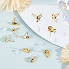 Beebeecraft 100Pcs/Box 18K Gold Plated Earring Findings Teardrop Posts Stud Earrings Components with Loop and 100Pcs Plastic Earring Backs for DIY Earring Jewelry Making - color: Gold