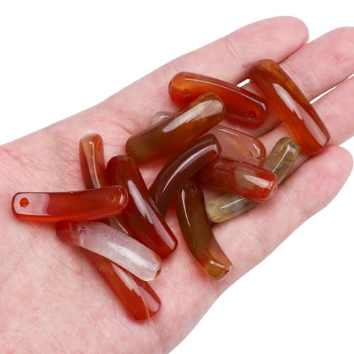 BEADIA Natural Curved Red Agate Stone Beads 36x10mm 4pcs for DIY Bracelet Jewelry Making - color: Red Agate