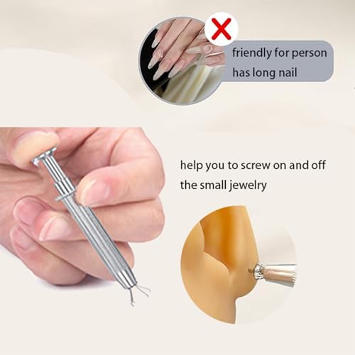 QWALIT Piercing Taper Threadless Insertion Tool - Titanium Labret Pin 16g, 18g, 20g - color: 11 - Ball Grabber Tool