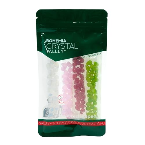 120+ Bead Kit of 6x9mm Pendant Drop Beads - Teardrop Glass Beads for Jewelry Making Set in 4 Opal Colors: White, Pink, Dark Pink, Grass Green - color: SET Teardrop Opal