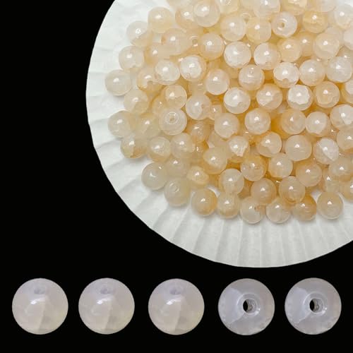 8mm Crackle Glass Beads for Jewelry Making, 700Pcs Round Crystal Beads for Bracelets, DIY Crafts (Champange Crackle) - color: Champange Crackle