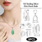 Pendant Clasp, 8Pcs 925 Sterling Silver Bails for Jewelry Making, Slider Necklace Pendant Connectors Charms Pinch Clip Pendant Clasp with Open Loop, Sterling Silver Jewelry Findings Making Supplies - color: 8PcsB