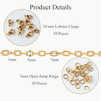 Jabogrii 16.4 Feet Gold Paperclip Jewelry Chains Bulk Stainless Steel Embossed Oval Link Chain for Jewelry Making - color: Embossed Paperclip Gold