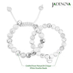 JADENOVA Natural Bead Bracelet Semi Precious Gemstone Beaded Bracelet for Women Healing Crystal Stone Stretch Bracelet Men Couple Bracelets (2pcs,6-8mm/8-10mm) - color: Howlite, size: 8mm/10mm