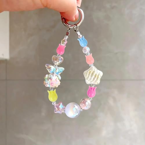 100Pcs Tulip Focal Beads for Pens Colorful Flower Fancy Spacer Beads for DIY Craft Beadable Pens Keychains Bracelet Necklace Earrings - color: Tulip