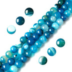 100pcs 6mm Blue Stripe Agate Beads Natural Gemstone Beads Round Loose Beads for Jewelry and Bracelets Making - color: Blue Stripe Agate, size: 6mm