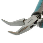 The Beadsmith Simply Modern Bent Chain Nose Pliers, 4.5 inches (114mm) with polished steel head, PVC grip handles and double-leaf springs, tool for jewelry making
