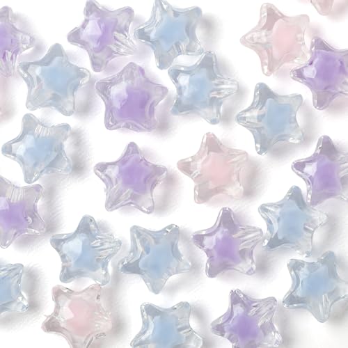 195Pcs Bracelets Beads, Mixed Color Star Transparent Faceted Acrylic Spacer Beads for Jewelry Necklaces Earrings Keychain Making and Crafting DIY Craft Gift - color: Star in Star-195 pcs