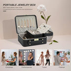 Portable Jewelry Box, Large Travel Jewelry Case Organizer (Black) - color: Black-1