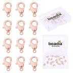 BEADIA Rose Gold Plated Lobster Clasps Non Tarnish 12mm 20pcs for Jewelry Making Findings - color: Lobster Clasps Rose Gold, size: 12mm