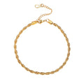 U7 Women Girls Barefoot Jewelry 18K Gold or Rose Gold Stainless Steel Heart/Rope/Figaro/Cuban Chain Anklet Foot Bracelet, 25-30 CM Long - color: Gold Plated-3mm-Rope Chain