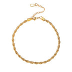 U7 Women Girls Barefoot Jewelry 18K Gold or Rose Gold Stainless Steel Heart/Rope/Figaro/Cuban Chain Anklet Foot Bracelet, 25-30 CM Long - color: Gold Plated-3mm-Rope Chain