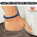 Amazing Gemstone Blue Hematite Bracelet for Women Men's Gifts - Protection Healing Crystal Bracelet - 8mm Gemstone Beaded Adjustable Bracelet Pulseras Para Hombres Mujer Stocking Stuffers - color: Blue Hematite