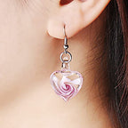 Glass Water Drop Shape Glaze Spiral Dangle Earrings Lampwork Handmade Glass Bead Geometric Earrings for Women Jewelry - color: Heart Set