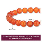Crystal Vibe 8mm Beaded Bracelets For Women Men - Healing Crystal Bracelet - Adjustable Size - color: carnelian