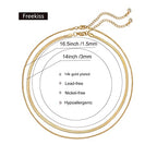 Freekiss Women's Layered Necklace Set - 3 Piece Dainty Gold Jewelry for Everyday Stacking | 14K Gold Plated Snake Chain, Rope Chain, Cuban Chain | Adjustable Length 14-18.5 Inch | Gift Ready - color: Gold, style: Layer 3mm+1.5mm Snake