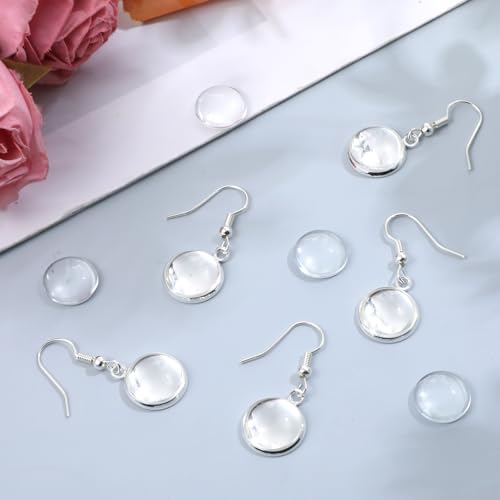 30 Pcs Cabochon Earrings Blanks Bezel Earrings Wire Hooks Blanks Silver Stainless Steel Jewelry Making Supplies Cabochon Settings Earring Making Accessories for Women DIY Earring Project