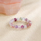 NLIEO Natural Gemstone Stretch Beaded Rings for Women Stackable Dainty Elastic Crystal Rings Jewelry - style: Indian Agate
