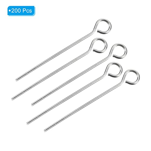 PATIKIL 200Pcs 304 Stainless Steel Jewelry Eye Pins 25mm 22 Gauge Silver Open Eye Pins for Jewelry Making DIY Craft Necklaces Bracelets Earrings - color: Silver, size: 25mm