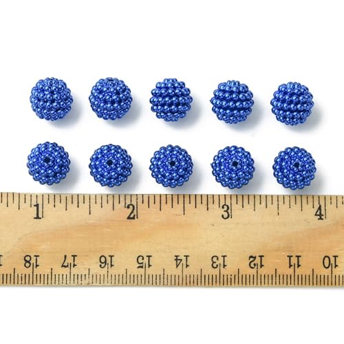 40pcs Round Acrylic Berry Beads, 12mm Large Chunky Bubblegum Beads Loose Spacer Ball Bead for Jewelry Making Earrings Necklaces Bracelets DIY Beading Crafts, Blue - color: Blue