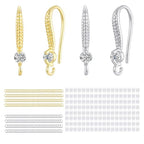 14K Gold and Silver Cubic Zirconia Earring Hooks 220PCS Earring Findings for Jewelry Making Hypoallergenic Fish Hooks for DIY Earrings - color: Silver and 14K Gold-Small Cubic Zirconia Earring Hooks