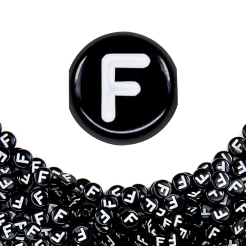 360Pcs 4X7mm Acrylic Letter Beads for Jewelry Making - White Round Vowel Letter E Beads for Bracelets, Necklaces, DIY Crafts - color: 16 F, size: Black & White