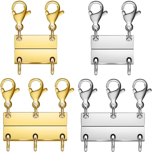 Layering Magnetic Necklace Clasps, Stainless Steel Chain Link Clasps, Multiple Necklace Clasp for Layered Look (4pcs A) - color: 4pcs A
