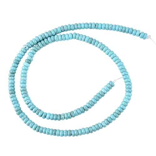 150pcs 4x2mm Natural Turquoise Disk Rondelle Spacer Semi Precious Gemstone Loose Stone Beads for Jewelry Making 15 Inch - color: Turquoise