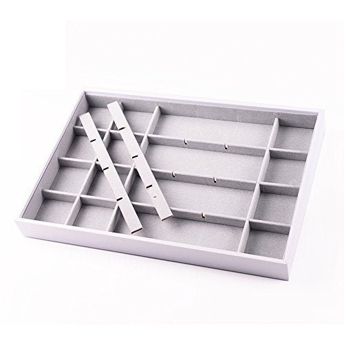Oirlv Velvet Stackable Jewelry Trays Rings Display organizer Home Storage Trays (24 Grids) - size: 24 Grids Ring