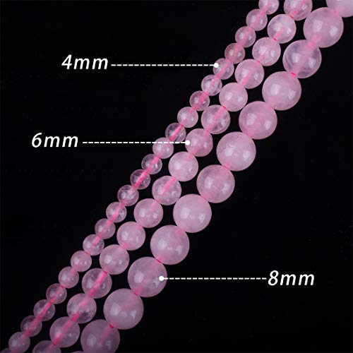8mm Natural Rose Quartz Gemstone Round Loose Beads for Jewelry Making (45-48pcs) - color: Rose Quartz, size: 8mm
