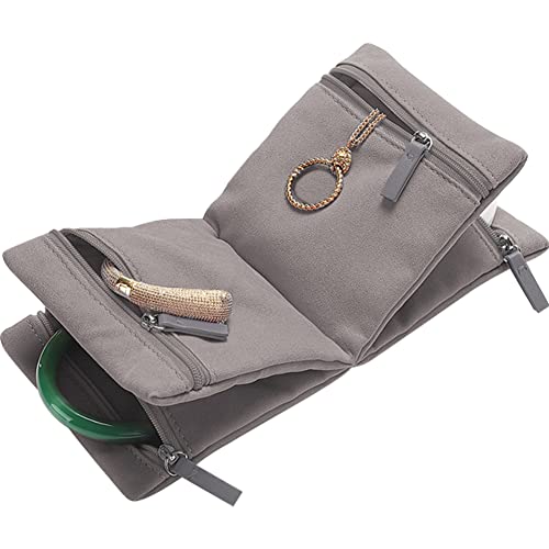 Jewelry Organizer Bag with Zipper - Women Jewelry Organizer Foldable Jewelry Display Pouch Jewelry Storage Case for Necklaces Earrings Rings Bracelets Gray - color: Gray