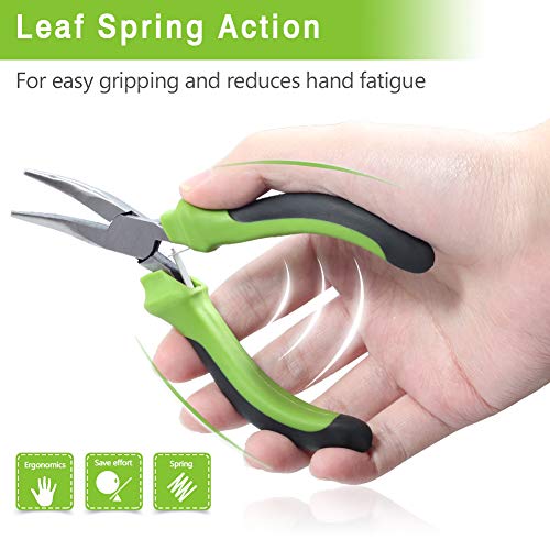 SPEEDWOX Bent Nose Pliers for Jewelery Making 5 Inches Smooth Jaw Mini Beading Tool Precision Beading Pliers with Spring Hobby Craft DIY - style: Bent Nose Pliers